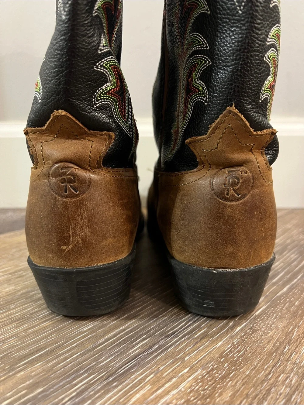 Tony Lama Kids Brown and Black Embroidered Cowboy Boots